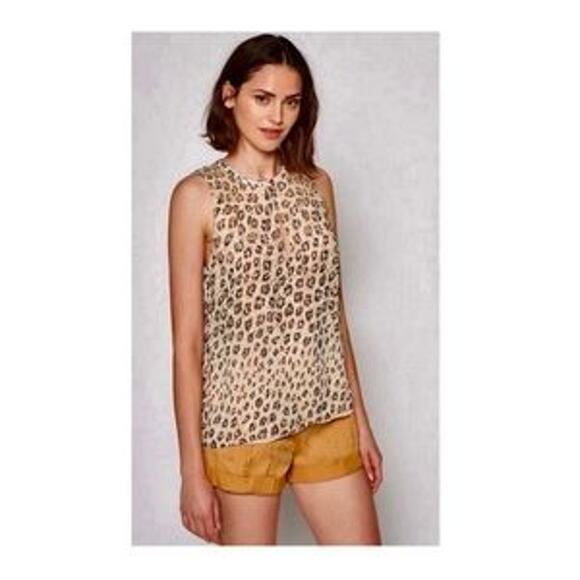 NWT Joie Corie Leopard Animal Print Silk Sleeveless Blouse Sz M - Picture 6 of 12
